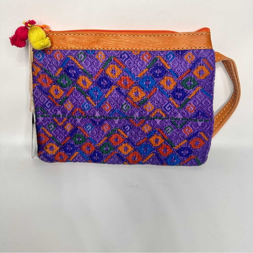 Handmade purple Huipil Wristlet- Made in Guatemala